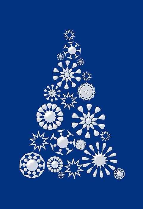 Pine Tree Snowflakes - Dark Blue