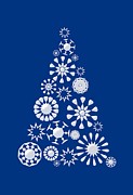 Pine Tree Snowflakes - Dark Blue